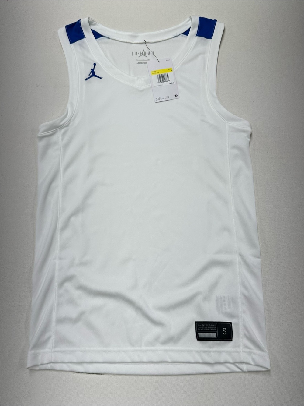 Jordan Stock Overtime Basketball Jersey White/Blue Mens Small FQ5296-108 NWT $47